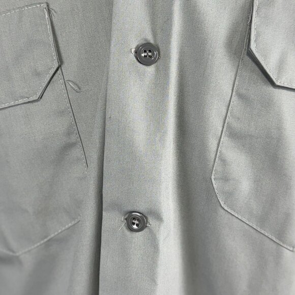 Vintage 60s Sears Permanent Press Gray Work Shirt M Long Sleeves Button-Down - Picture 7 of 9